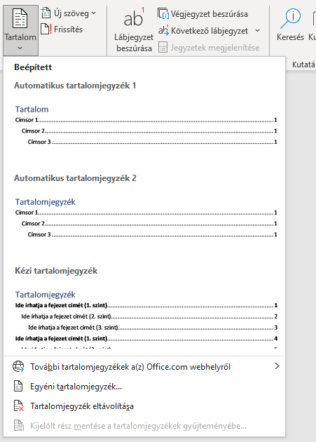 Microsoft Office tartalomjegyzek_2