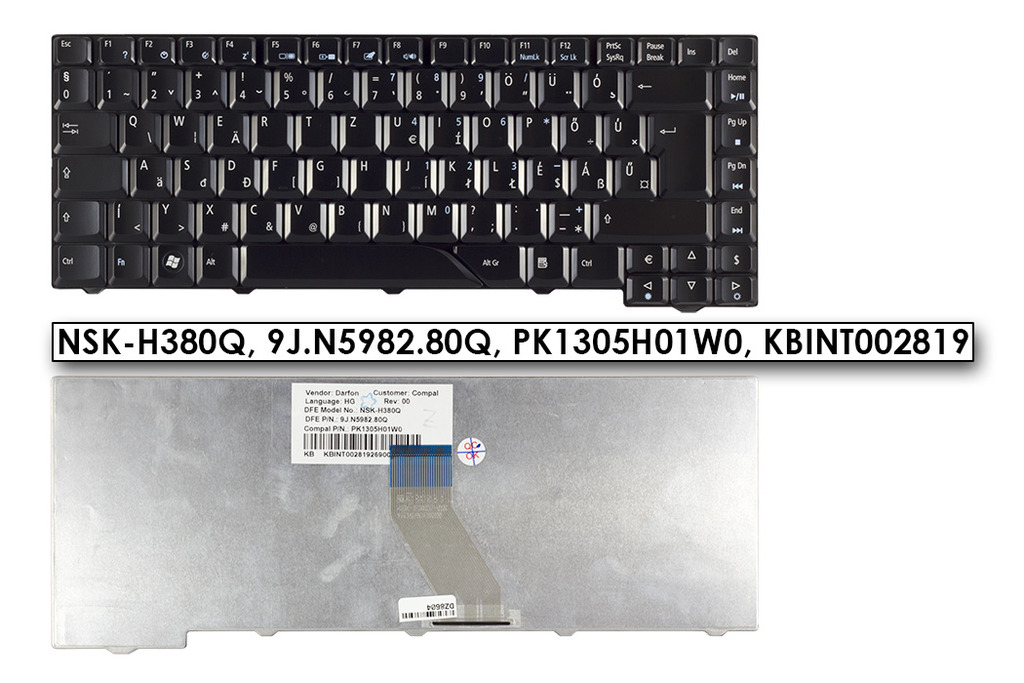 Acer Aspire 4710, 5730, 5730G gyári új magyar fényes fekete billentyűzet (NSK-H380Q, KB.INT00.281)