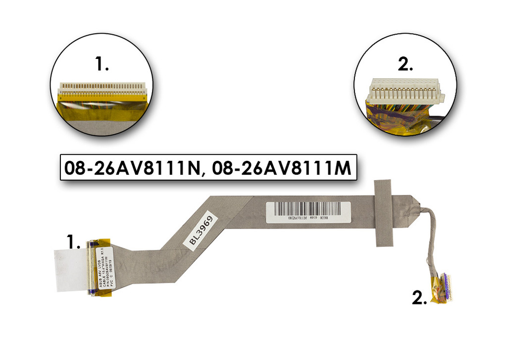 Asus A6V, Z9200VC használt Kijelző kábel(15.4inch), WXGA+,(08-26AV8111N)