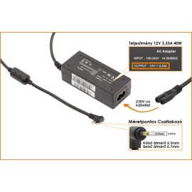  Samsung ATIV Smart PC XE700T1C 12V 3.33A 40W-os új, gyárival megegyező minőségű helyettesítő Laptop töltő