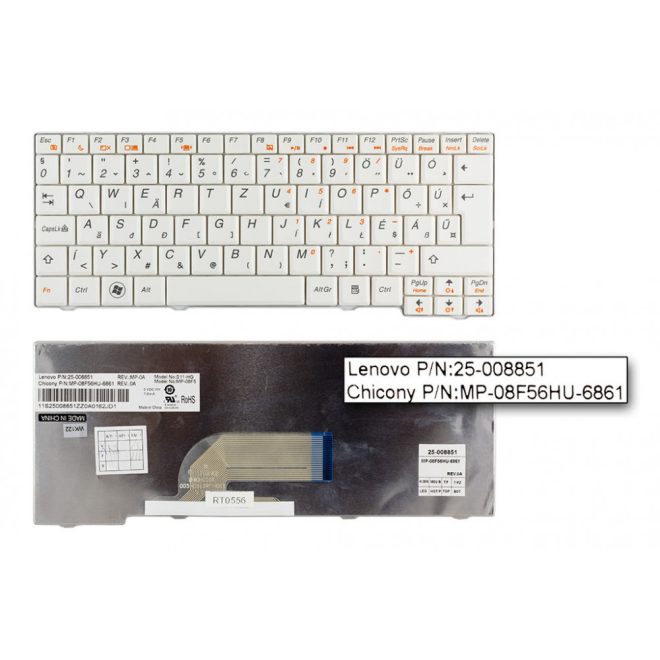 Lenovo IdeaPad S10-2, S11 gyári új magyar fehér billentyűzet (25-008851)