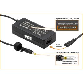   Sony Vaio VGN P P17 10,5V 4,3A 45W-os új, gyárival megegyező minőségű helyettesítő Laptop töltő