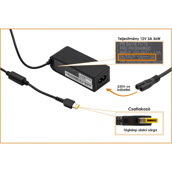 Lenovo ThinkPad Helix 2 12V 3A 36W-os gyári új laptop töltő