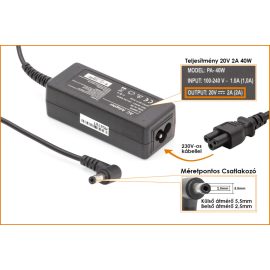  MSI Wind NB10052 20V 2A 40W-os új, gyárival megegyező minőségű helyettesítő Laptop töltő