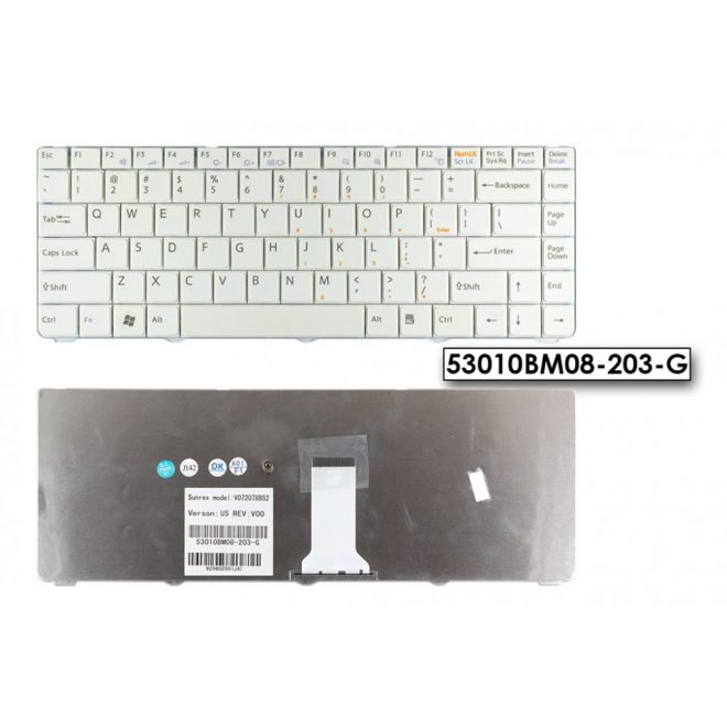 Sony PCG 7132 fehér US angol Laptop billentyűzet