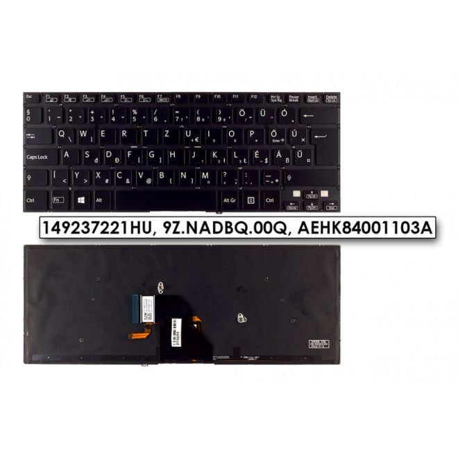 Sony Vaio SVF14 (WIN8) gyári új magyar háttér-világításos fekete billentyűzet (149237221HU)