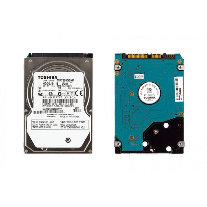 Toshiba 750GB SATA használt winchester (MK7559GSXP, MK7575GSX)