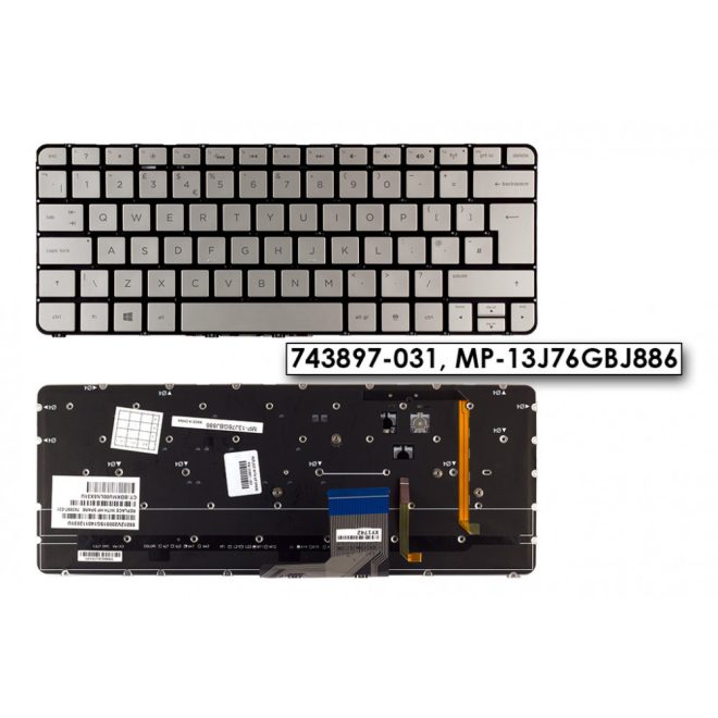 HP Spectre 13-3000 gyári új UK angol ezüst billentyűzet (743897-031)