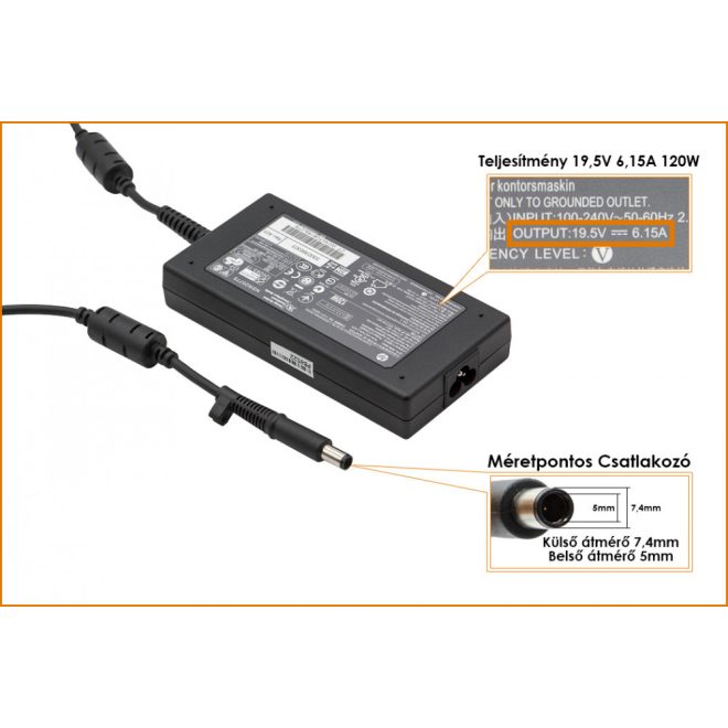 HP Pavilion dv7-3000 19.5V 6.15A 120W-os gyári új laptop töltő