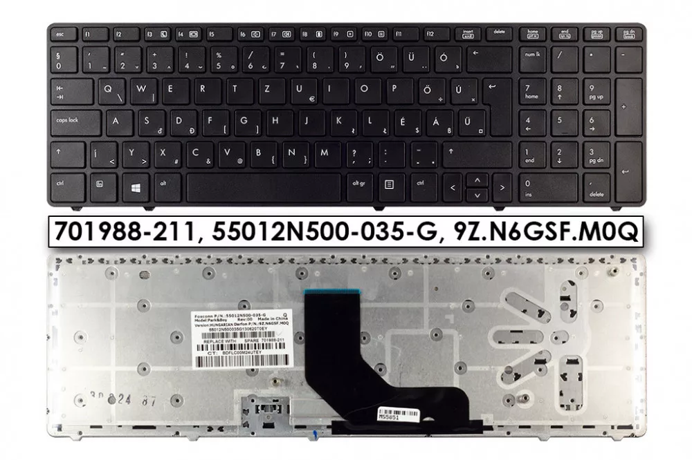 Tastiera Di Ricambio Per Notebook HP EliteBook 8560p / ProBook 6560b 6565b 6570b - Layout US Con Puntatore - Tasti Neri E Cornice Argento - 2