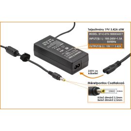   Lenovo 3000 N500 19V 3,42A 65W-os új, gyárival megegyező minőségű helyettesítő Laptop töltő
