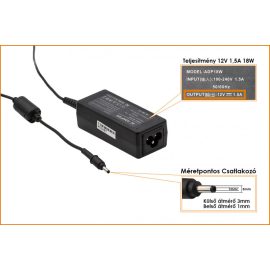   Acer Iconia Tab A100, A200, A500 12V 1.5A 18W helyettesítő új tablet töltő (PSA18R-120P, AP.0180P.002)