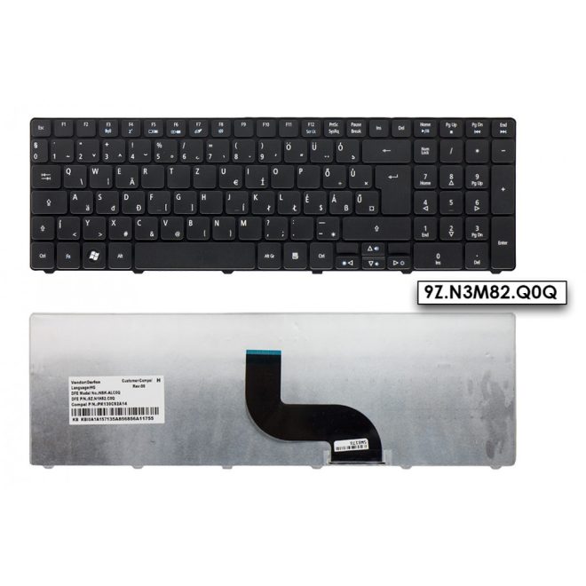 Acer Aspire 5410, 5733, 5738, 5810 gyári új magyar matt fekete billentyűzet (Win7) (KB.I170A.157, PK130C92A14)