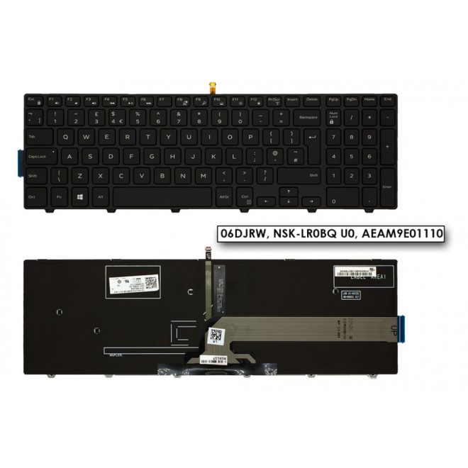 Dell Inspiron 3542, 3550, 5555, 5748 UK ANGOL háttér-világításos laptop billentyűzet (06DJRW, NSK-LR0BQ U0, AEAM9E01110)