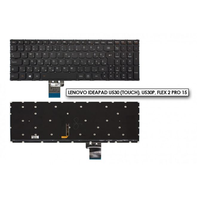 Lenovo IdeaPad U530 (touch), U530P, Flex 2 Pro 15 gyári új magyar fekete háttér-világításos keret nélküli billentyűzet