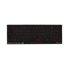   3M fekete kopásálló gyári minőségű magyar bevonat vörös betűvel, Gamer billentyűzet matrica, Asus ROG készülékekhez (pl.: G752, GL752 sorozat) 