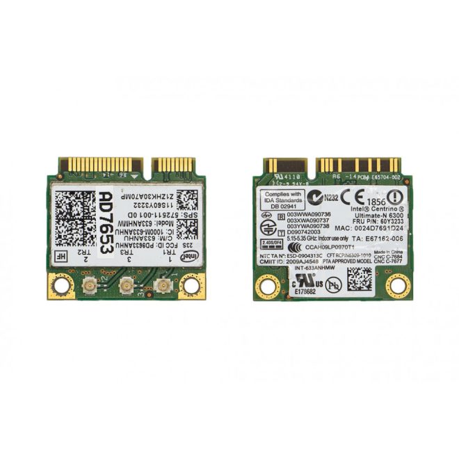 Intel Centrino Ultimate-N 6300 Mini (half) PCI-e WiFi kártya (633ANHMW)