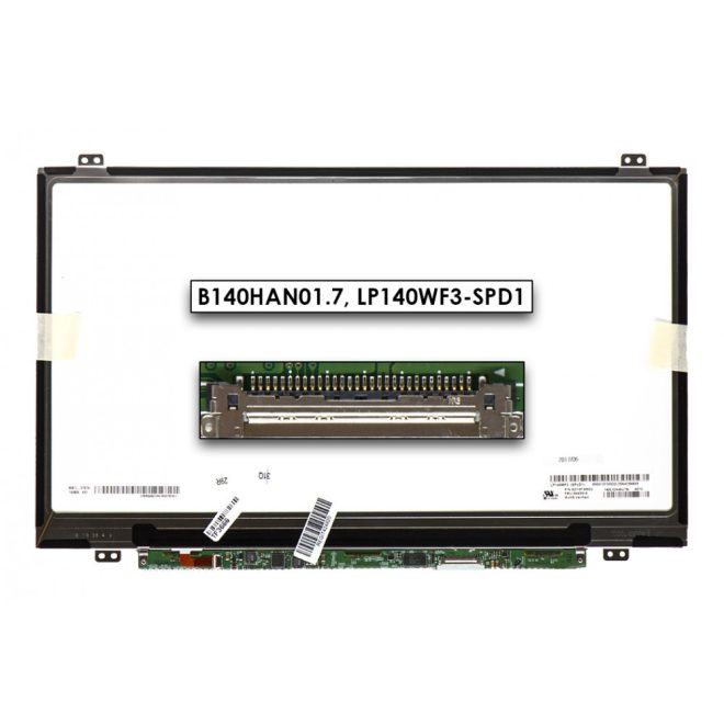 Gyári új matt 14.0 Full HD (1920x1080) IPS eDP LED Slim kijelző (320,4mm széles) (csatlakozó: 30 pin - jobb)