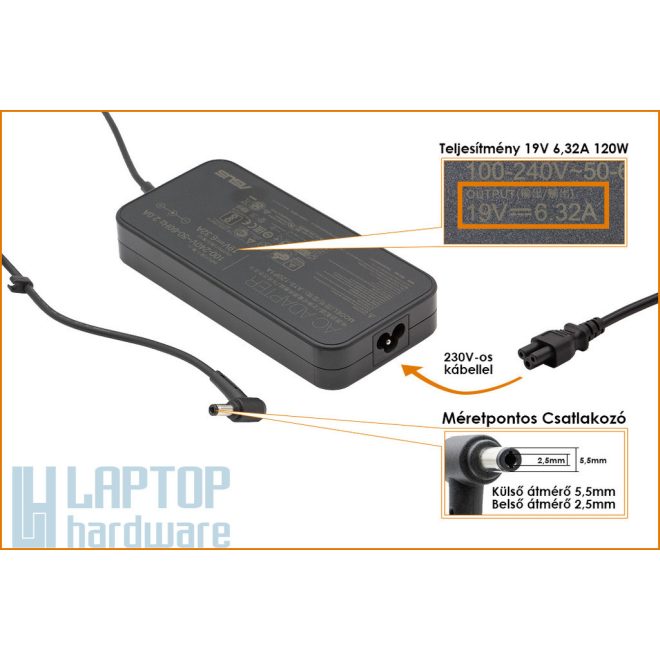 Asus N552 N552VW 19V 6,3A 120W-os használt Laptop töltő