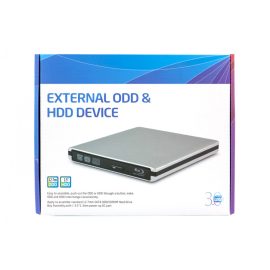   12,7mm ODD (CD/DVD) meghajtóhoz szürke fém külső ház (átalakító: SATA/USB(3.0))