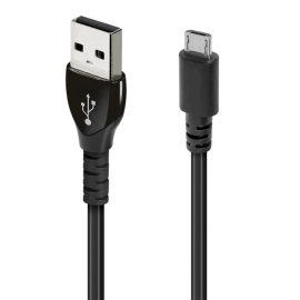 2m USB - MicroUSB összekötő kábel, Fekete, 2.1A