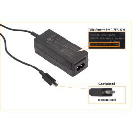   Asus EeeBook R209H 19V 1.75A 33W-os új, gyárival megegyező minőségű helyettesítő Laptop töltő
