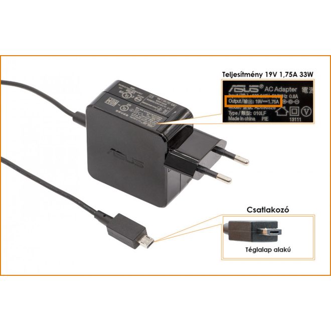 Asus X205TA, R209H 19V 1.75A 33W (M-PLUG) gyári új töltő