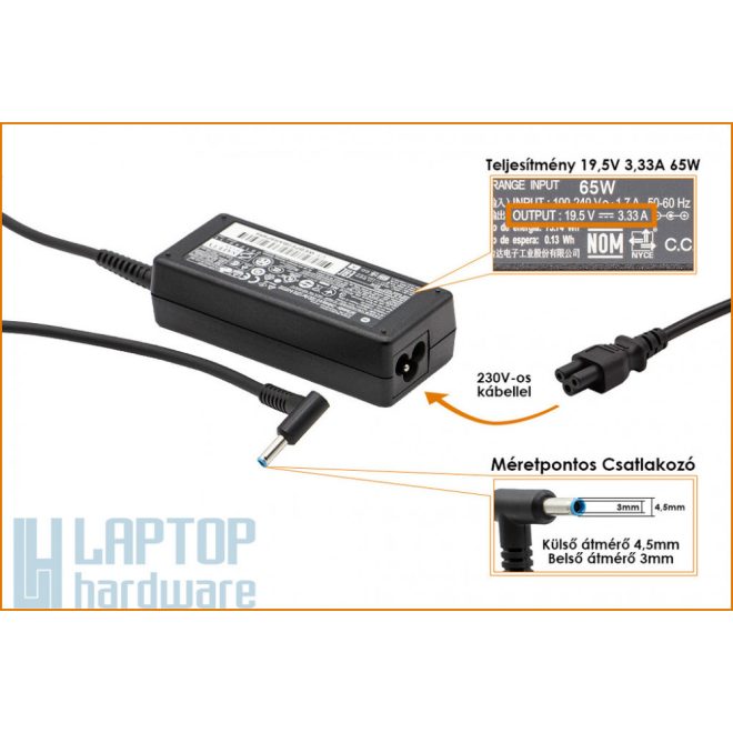 HP Pavilion 14T-ab000 19,5V 3,33A 65W-os használt laptop töltő