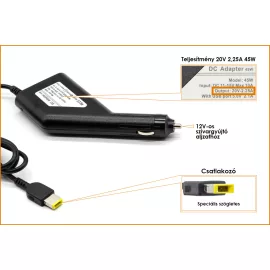   Lenovo IdeaPad Yoga 20V 2.25A 45W helyettesítő új autós töltő