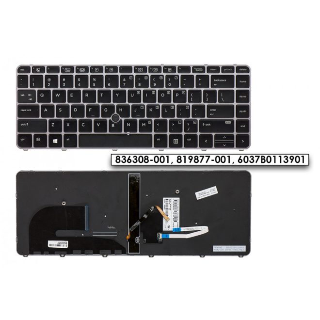 HP EliteBook 745 G3 ezüst-fekete US angol Laptop billentyűzet