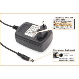   5V 3A 15W 5.5mm/2.5mm helyettesítő fali csatlakozós tablet töltő