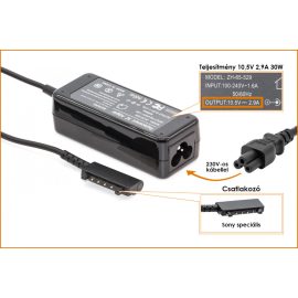   Sony Xperia Tablet S (SGPT114DE/S, SGPT111GB/S) helyettesítő új 10,5V 2,9A 30W tablet töltő