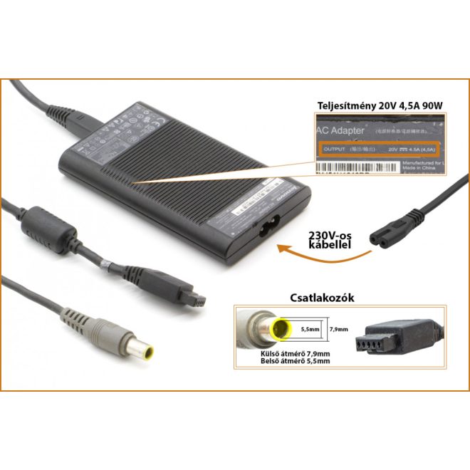 Lenovo ThinkPad SL300 20V 4,5A 90W-os használt laptop töltő