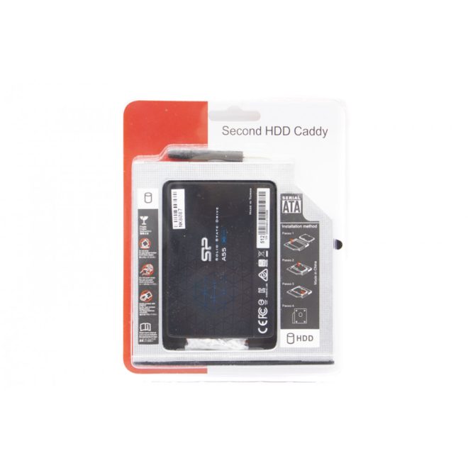 Silicon Power 512GB SSD meghajtó (SP512GBSS3A55S25)  + 9,5mm-es a DVD meghajtó helyére beépíthető winchester beépítő keret | 3 év garancia! | Ingyenes beszereléssel!