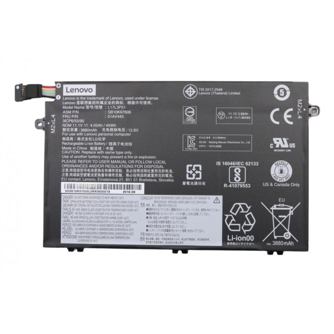 Lenovo ThinkPad Edge E590 Laptop Akkumulátor, gyári új, 3 cellás (3980mAh)