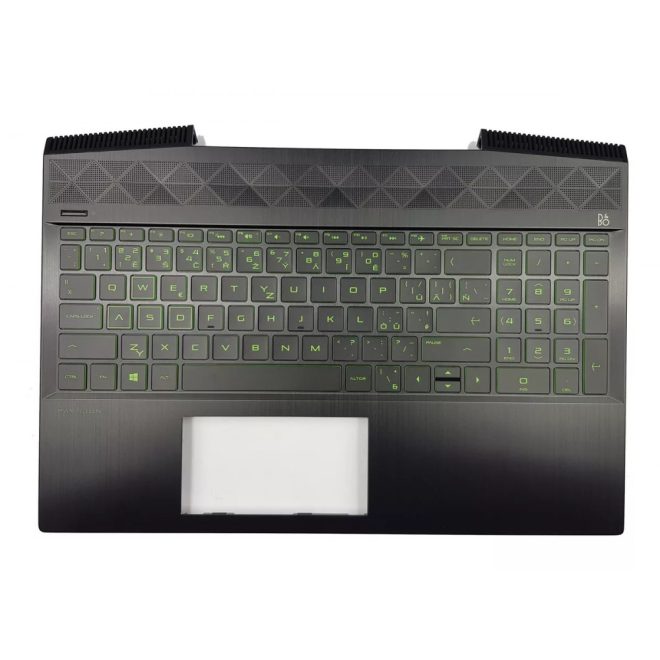 HP PAVILION GAMING 15T-CX0000,15-CX0000 sorozathoz gyári új csehszlovák fekete-zöld fém háttér-világításos billentyűzet modul (L20671-FL1)