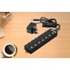 USB HUB 7db USB 2.0 porttal, táppal, kapcsolóval