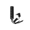 USB elosztó HUB 7db USB 2.0 porttal, tápegységgel, mindegyik USB külön kapcsolóval