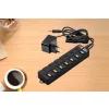 USB elosztó HUB 7db USB 2.0 porttal, tápegységgel, mindegyik USB külön kapcsolóval