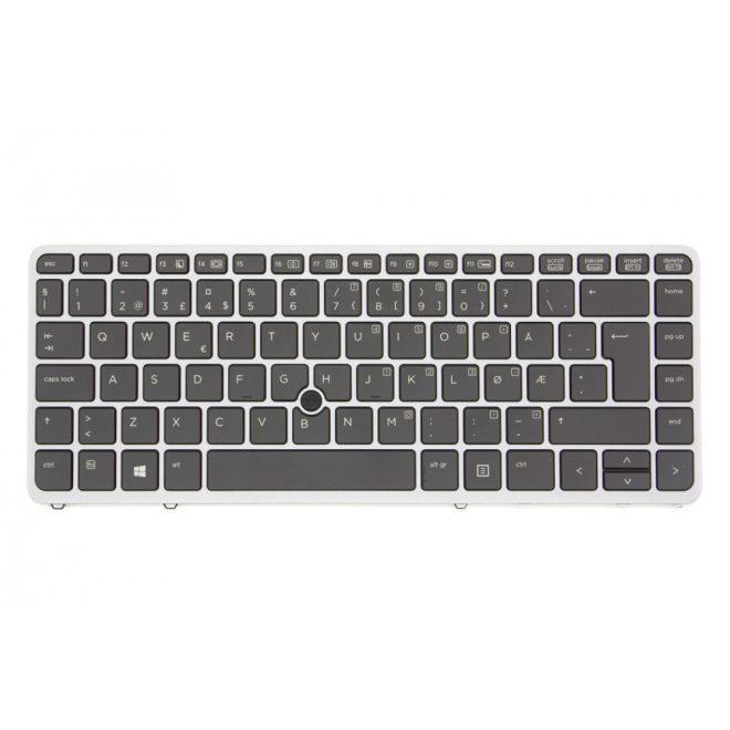 HP EliteBook 840 G1, 850 G1 használt norvég, szürke keretes háttér-világításos billentyűzet (762758-091)