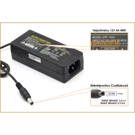   12V 4A 48W helyetesítő új adapter, 5,5 mm * 2,5 mm (SPF-1204)