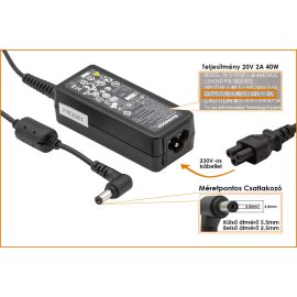 Lenovo IdeaPad S10e 20V 2A 40W-os gyári új Laptop töltő