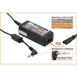   Sony Vaio VGN P P29 10,5V 2,9A 30W-os gyári új Laptop töltő