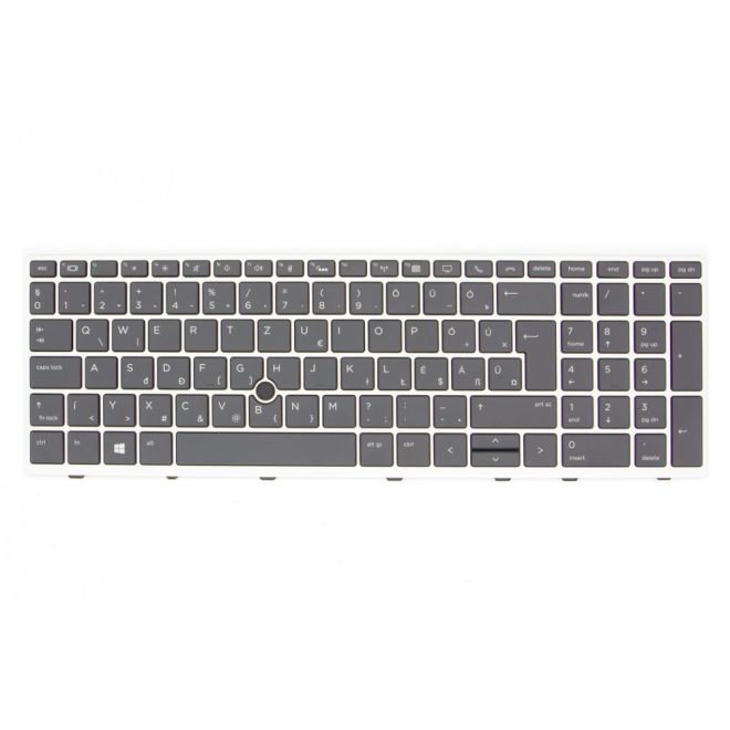 HP EliteBook 755 G5, 850 G5, ZBook 15u G5, G6 gyári új magyar, háttér világításos ezüst keretes billentyűzet trackpointtal