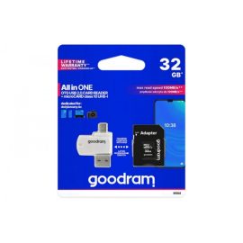   Goodram 32GB Class 10 UHS-I MicroSDHC kártya + adapter + OTG kártyaolvasó (M1A4-0320R12)