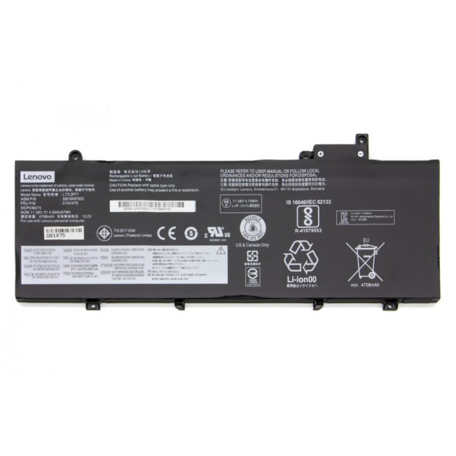 Lenovo ThinkPad T480s gyári új 57Wh 4708mAh akkumulátor (L17L3P71, 01AV478)