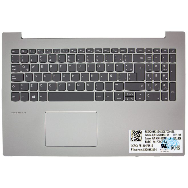 Lenovo IdeaPad 520-15IKB gyári új szürke spanyol billentyűzet modul touchpaddal (5CB0N98765)