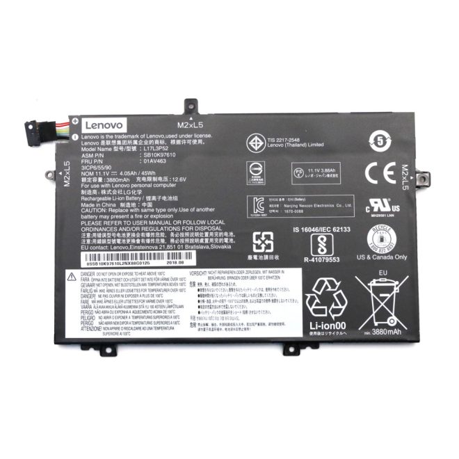 Lenovo ThinkPad L490 Laptop akkumulátor, gyári új, 3 cellás (4050mAh)