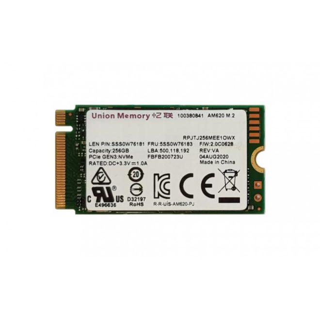 Union Memory 256GB PCI-E NVMe M.2 SSD meghajtó, (2242) (AM620)