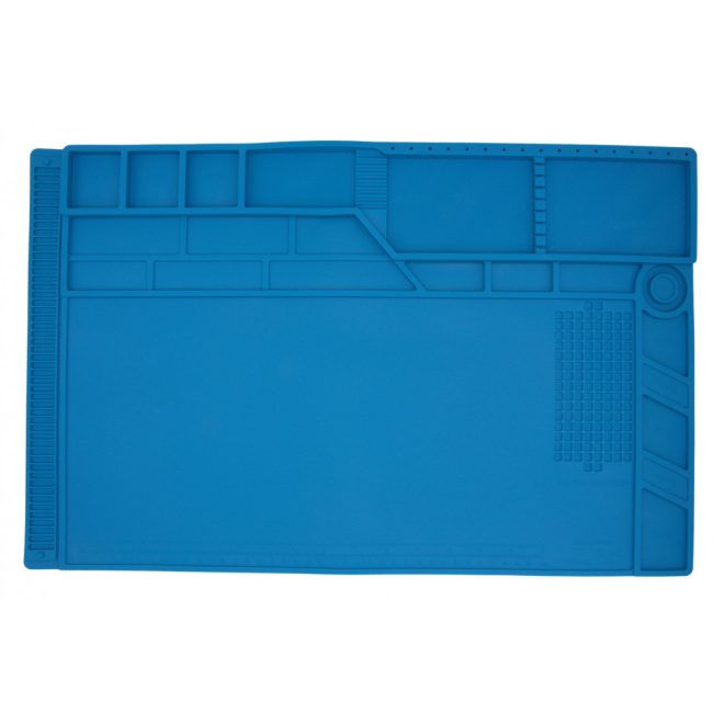 Hőálló, antisztatikus 55x35cm kék szilikon laptop, tablet, telefon szerelő lap, pad, alátét, tálca